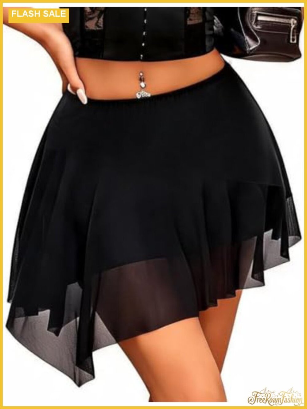 Women's Y2K Mini Skirt Mesh Flowy Asymmetrical A-Line Ruffled Party